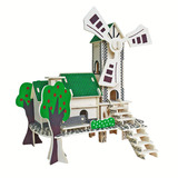 Деревянная трехмерная головоломка, зеленый конструктор, игрушка «Ветерок», реалистичная хижина, DIY, в 3d формате