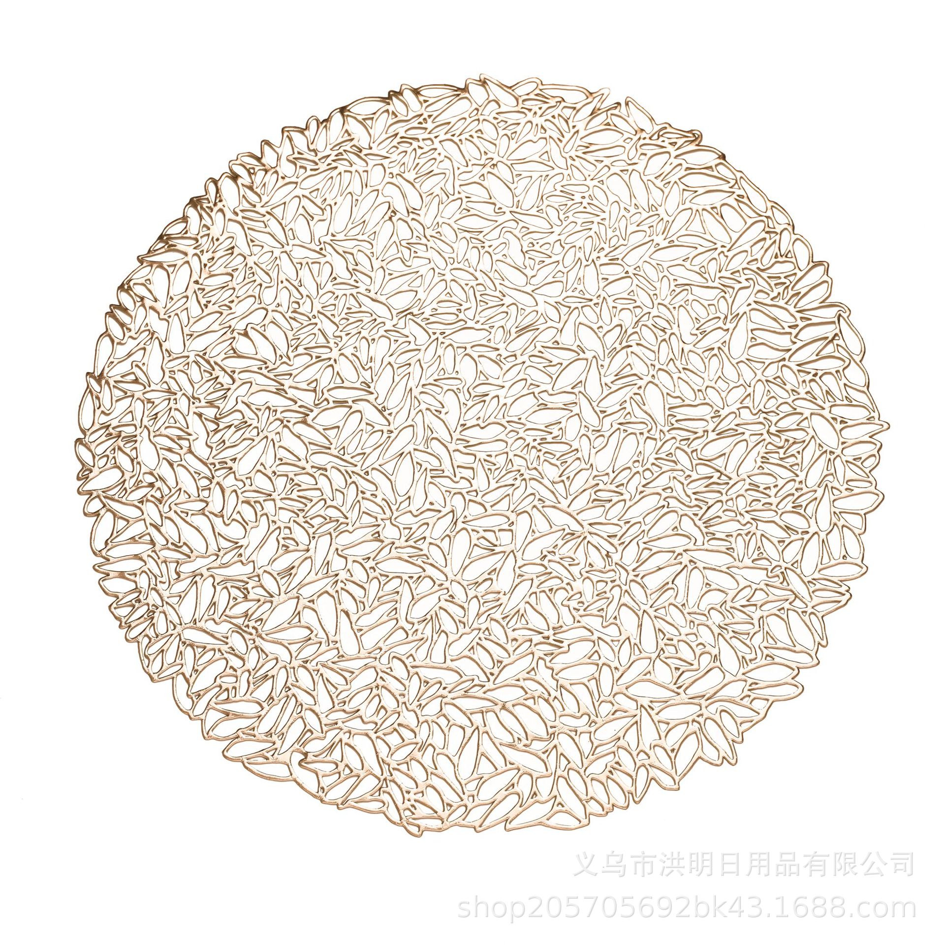 Creativo hueco PVC dorado decorativo estera de mesa de café estera de mesa antideslizante estera de comida occidental simple viento placa tazón estera montaña