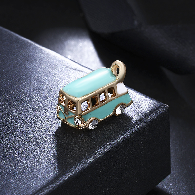 Bus Pattern Enamel, Inlay Design 10 PCS/Package Alloy Rhinestones Bus Pendant
