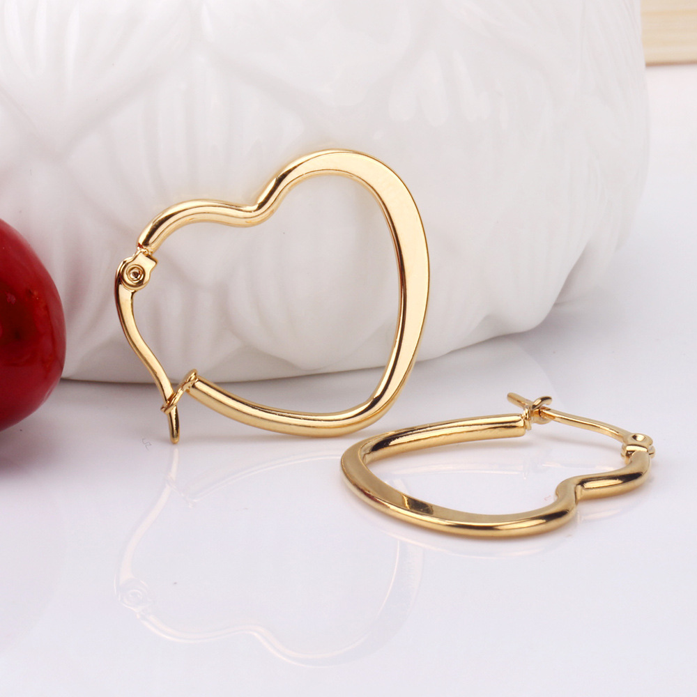 Simple Style Heart Shape Stainless Steel Plating Earrings 1 Pair