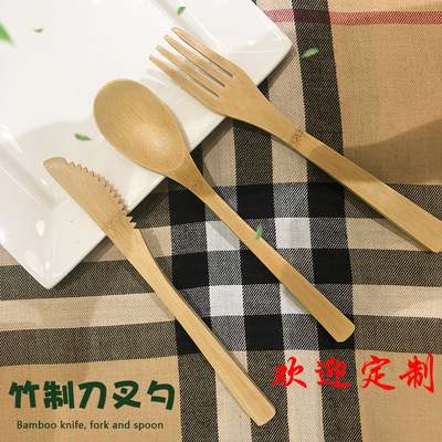 Manufactor Direct selling Bamboo Knife and fork Fruit fork Bamboo steak Knife and fork environmental protection tableware Western tableware wholesale