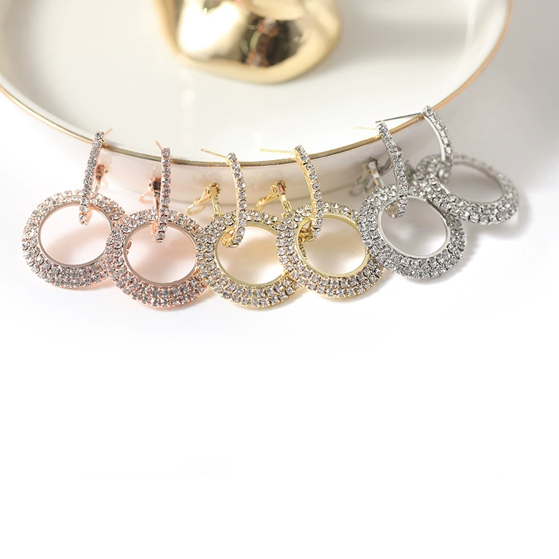 925 Серебряные иглы со стразами круглые длинные серьги темперамент Южная Корея индивидуальные универсальные серьги европейские и американские преувеличенные серьги для женщин