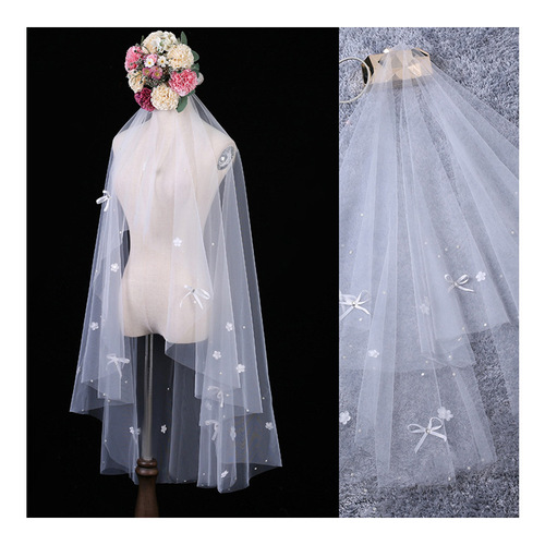 New Arrival Bridesmaid Wedding Veil Single Layer Lace Edge Veil Korean Version Wedding Dress Accessory Fashion Accessory