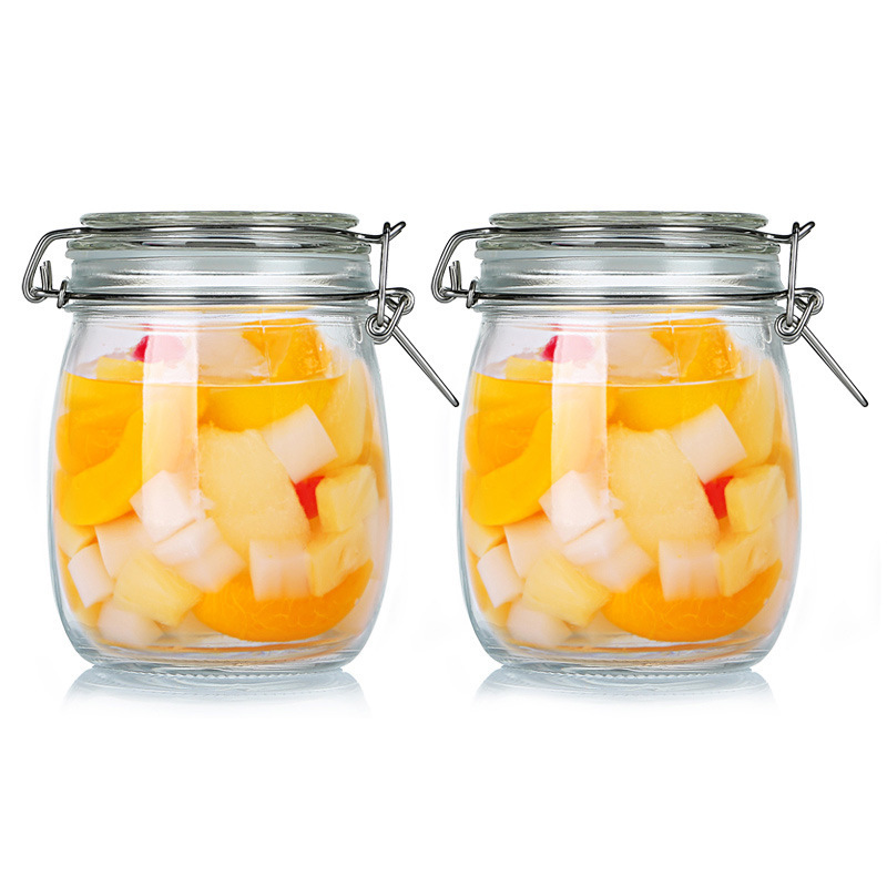 厂家批发卡扣玻璃密封罐杂粮储物罐 玻璃罐干果收纳罐茶叶密封罐