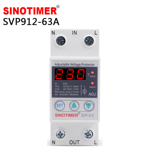 SVP-912 Adjustable self-restoring intelligent overvoltage and undervoltage protector delay automatic reset switch 220V