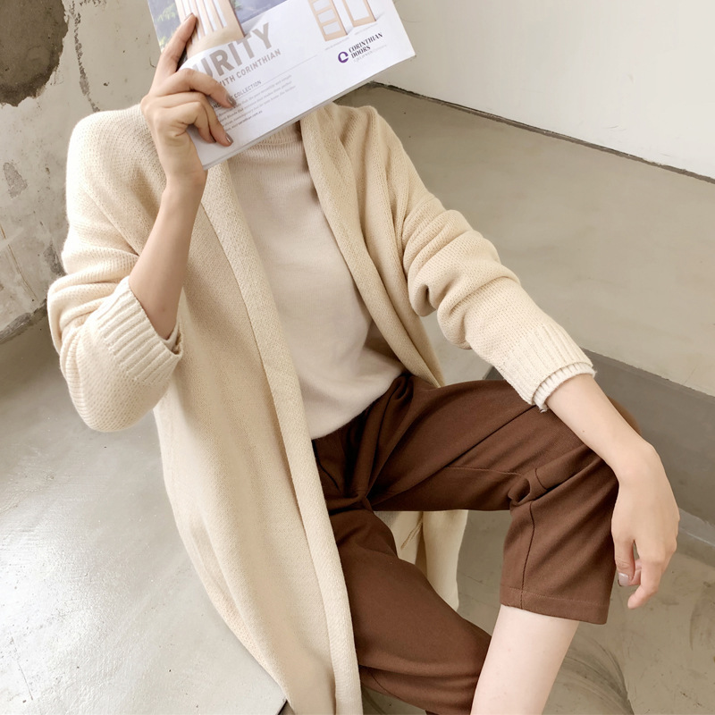 Cross-border Foreign Trade Real Shot Loose Large Size Lapel Knitted Women's Cardigan Vintage Elegant Thickened Sweater Dress