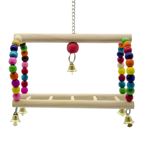 Parrot toy bird toy colored wood beads suspension bridge suspension ladder swing swing chain swing