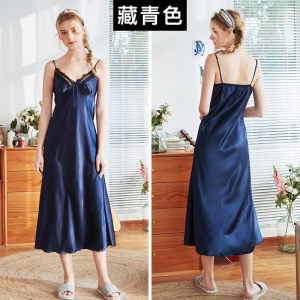 新品女式睡衣2019夏吊带睡裙女蕾丝花边长裙丝绸性感家居服1120