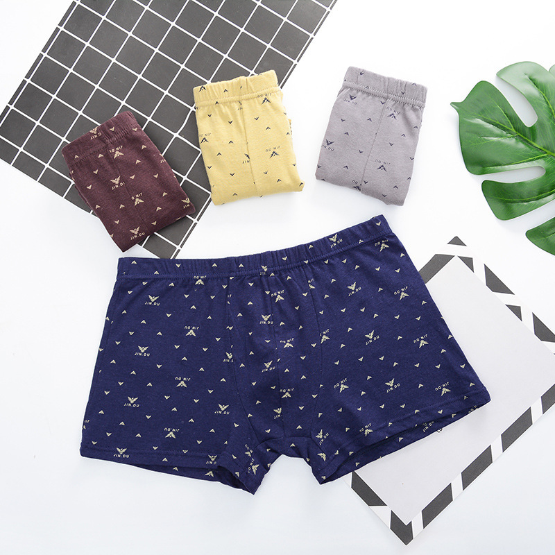 純棉內褲男士內褲平角褲全棉男式內褲舒適透氣四角褲純色