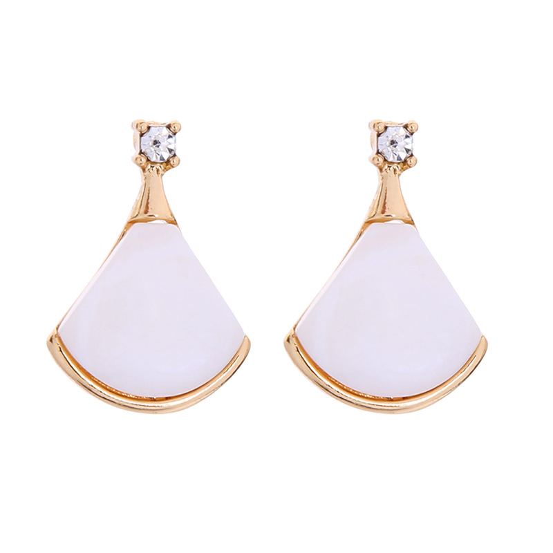 Geometric Fan-shaped Malachite Earrings S925 Silver Earrings Female New Temperament Shell Earrings display picture 7