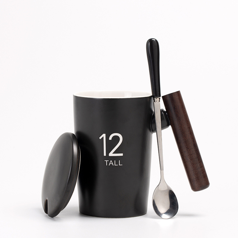 Tallado 12 negro + cubierta de porcelana + cuchara exclusiva