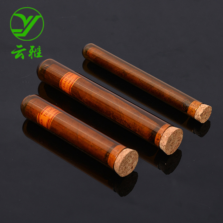 棕色玻璃避光雪茄试管食品级木塞 雪茄保湿单只密封试管