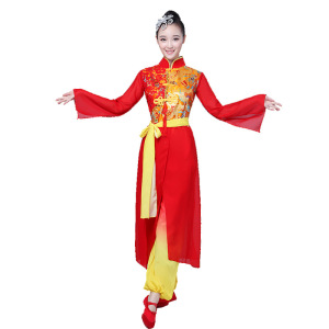 打鼓服演出服男女喜庆新款腰鼓舞服秧歌服成人舞龙舞狮服装表演服
