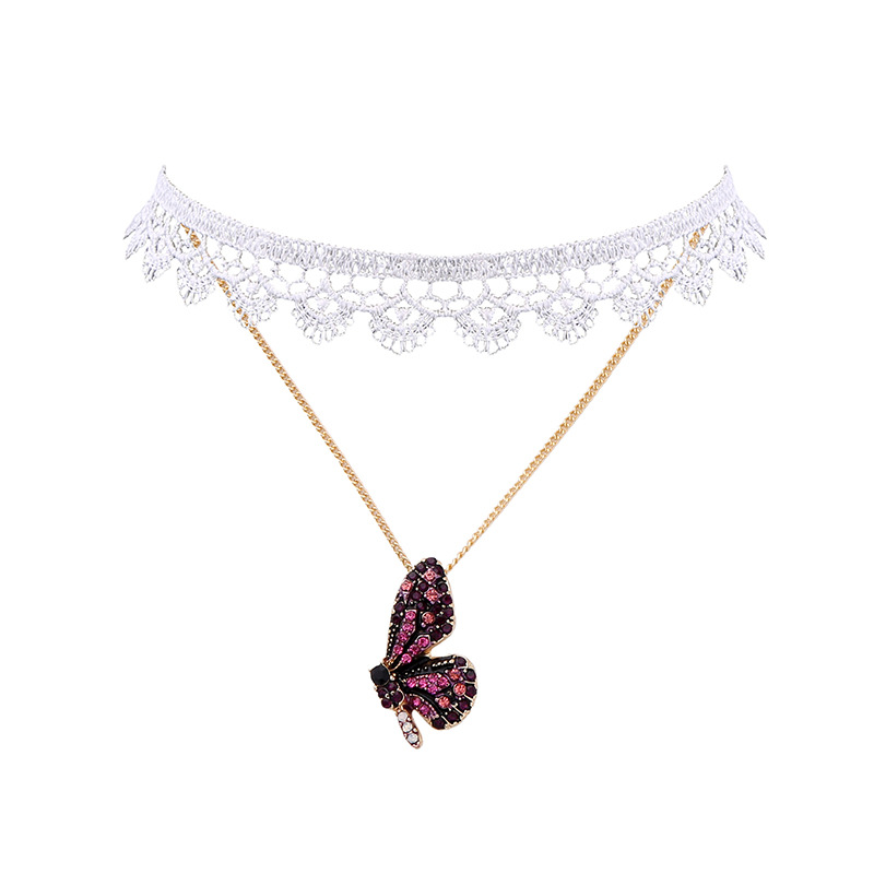 Butterfly Pendant Necklace Female Fashion Lace Sexy Choker Clavicle Chain Neck Chain display picture 15