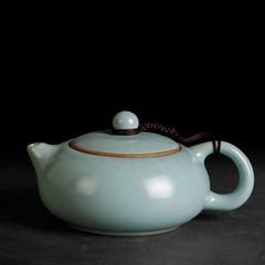 Ru kiln can be opened to raise flat Xishi pot household teapot ceramic single azure Kungfu teapot single pot azure