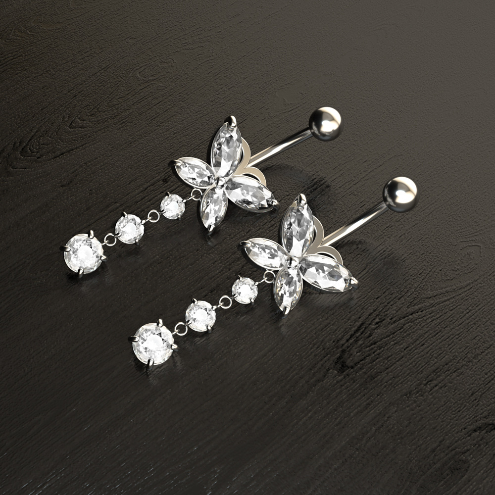 Piercing all'ombelico con bottone in zircone a farfalla, nuovo e creativo_voghion.com