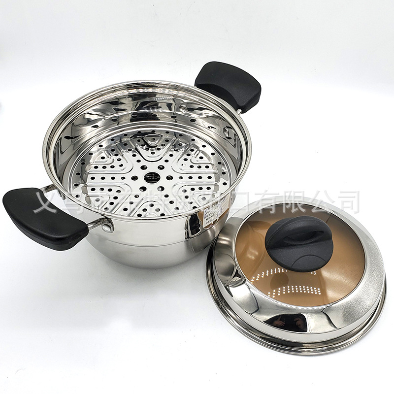 Factory direct sales of stainless steel soup pot 22-28cm, 4-piece set, electric wooden handle soup pot, multi-functional soup pot detail image 10