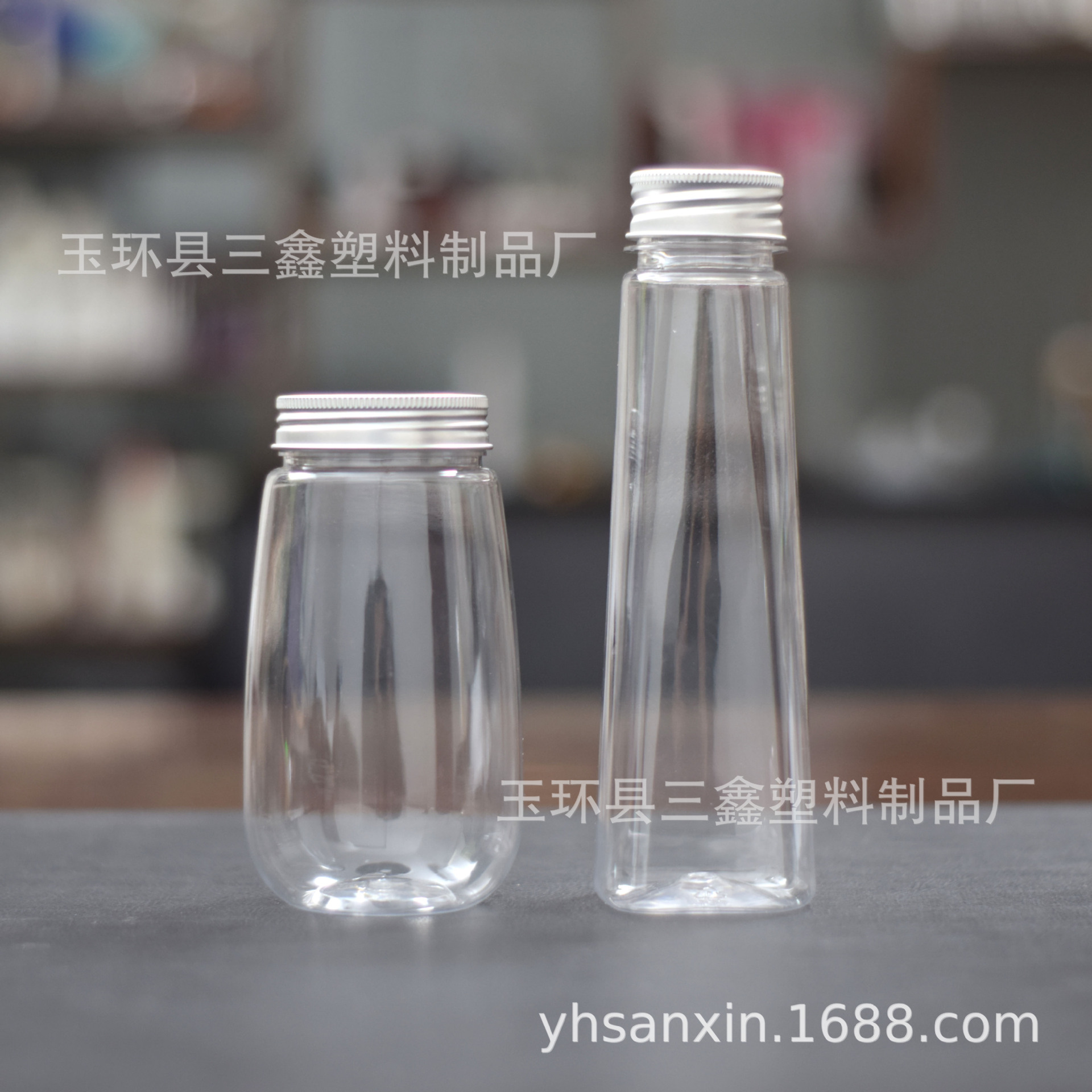 480ml500毫升鲜榨果汁铝盖PET大口饮料瓶出口塑料包装