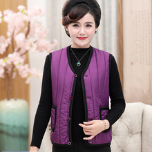 秋冬中老年女士加绒加厚背心马甲妈妈装加肥大码保暖马夹地摊货源