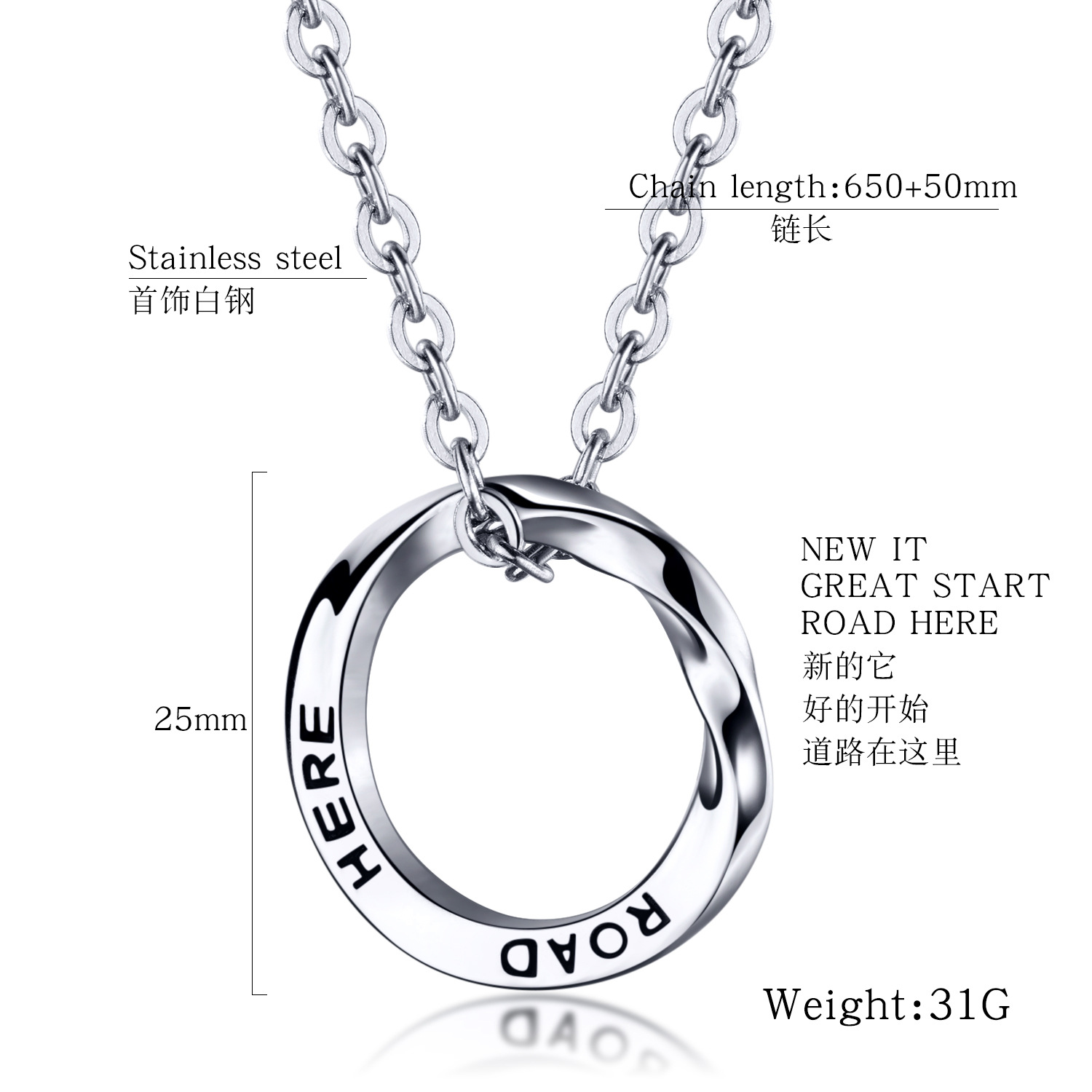 Simple Fashion Titanium Steel Circle Necklace display picture 14