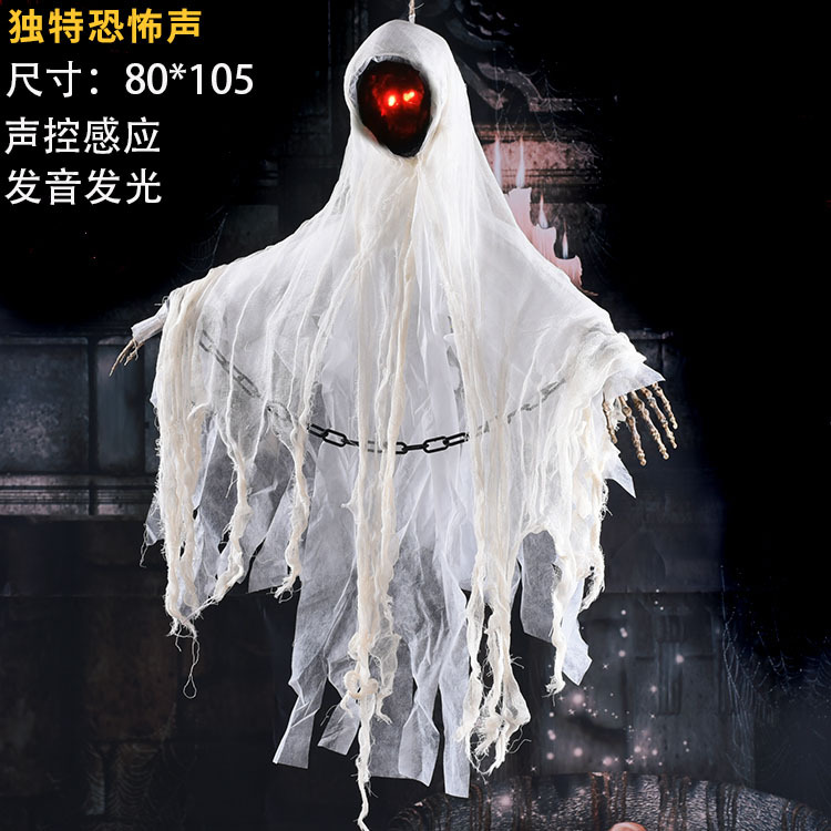 Halloween horror apoyos bar casa embrujada decoración suministros juguetes eléctricos sonido luminoso sin cara colgando fantasma