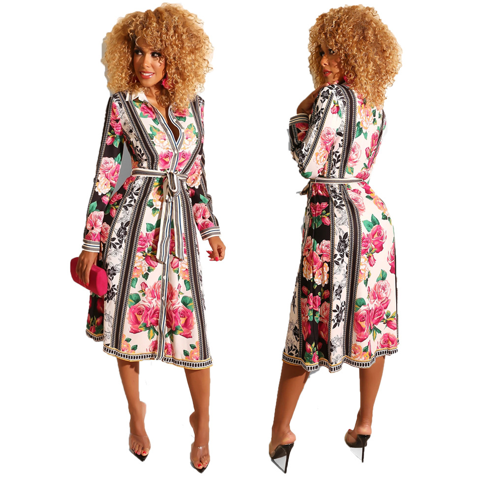 Women s Long Sleeve Printed Shirt Dress nihaostyles clothing wholesale NSXHX76777