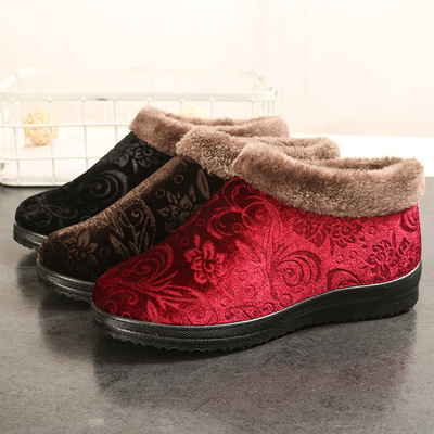 老北京布鞋中老年女棉鞋布鞋橡胶防滑底加绒加厚厂家直销批发混批|ru