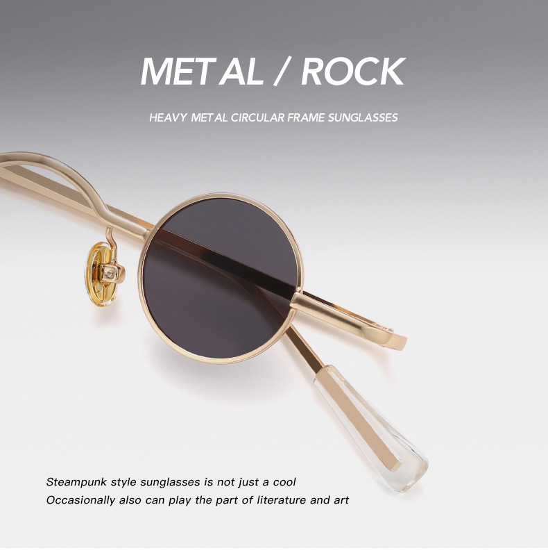 30g Weight Full Frame Glasses Structure Sunglasses Classification Tac, UV400 Protection Lens Material Round Frame Glasses Style Party, Stage Occasion Solid Color Pattern All Seasons Season Women's Gender Retro, Punk Style Retro Punk Solid Color Tac UV400 Protection Round Frame Full Frame Women's Sunglasses 3