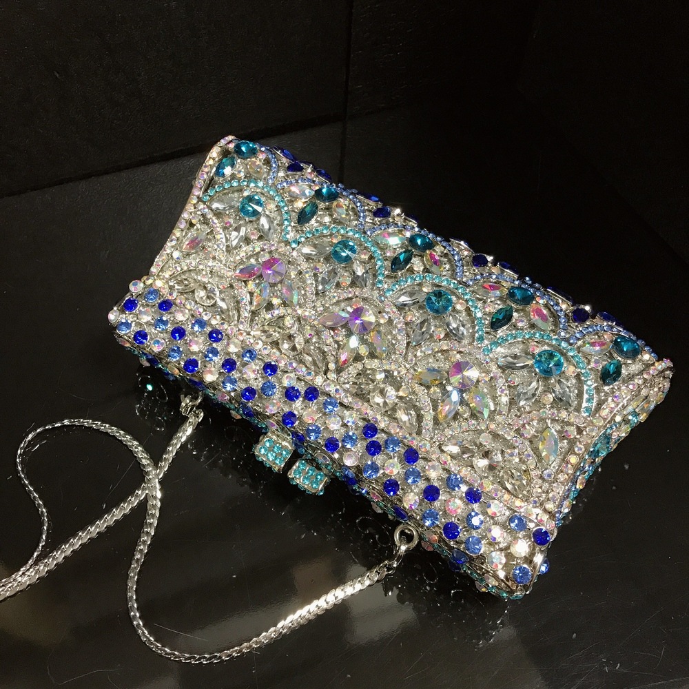 Evening Bag Bags Type Party, Shopping Occasion Rhinestone Metal Geometric Square Evening Bags