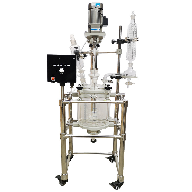 玻璃反应釜 双层玻璃反应釜 S212-100L 实验室夹层玻璃反应设备|ms