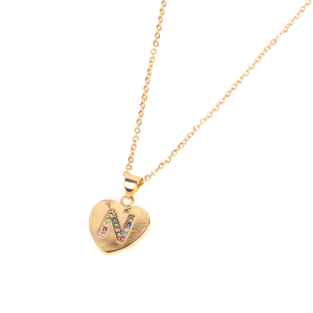 Croix-frontière Nouvelle Arrivée Accessoires Coloré Micro Strass Coeur D'amour Collier Anglais Lettre Pendentif Marée Clavicule Chaîne En Gros display picture 5