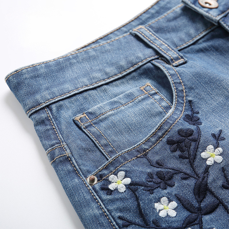 Panties summer Paige Embroidery shorts Flanging Easy Straight Thin section Jeans 1022