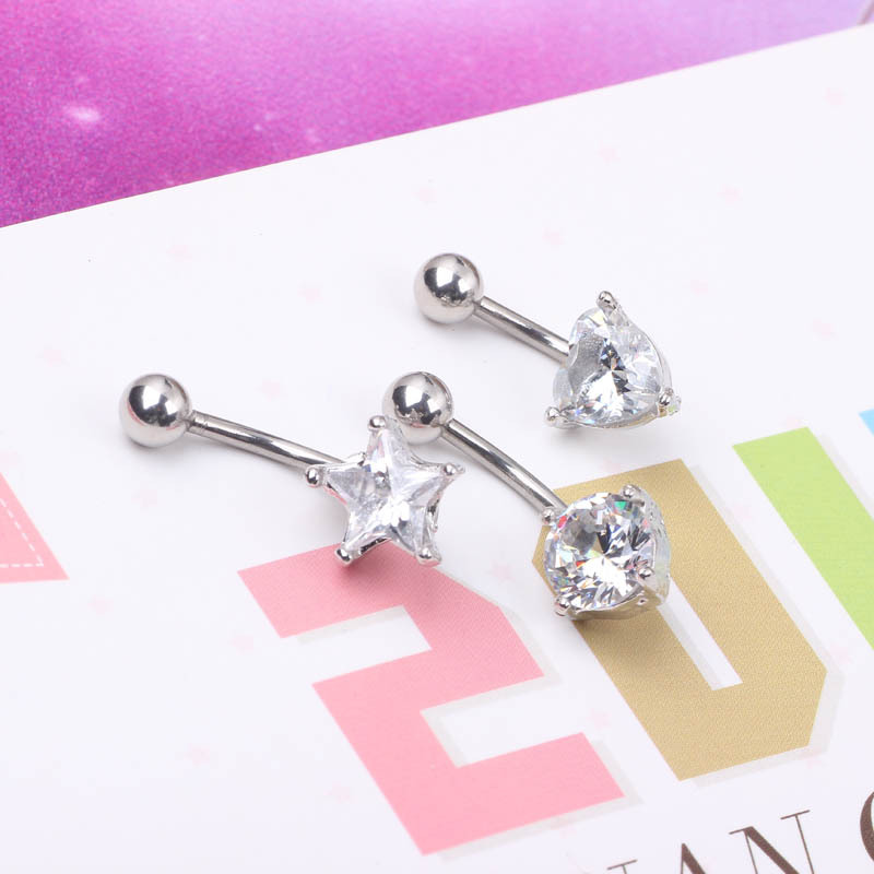 Fashion Heart Shape Stainless Steel Belly Ring 1 Piece display picture 1