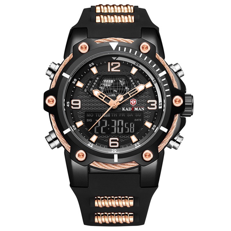 KADEMAN cardeman K9055G nuevos hombres reloj despertador calendario multifunción deportes impermeable cinta reloj