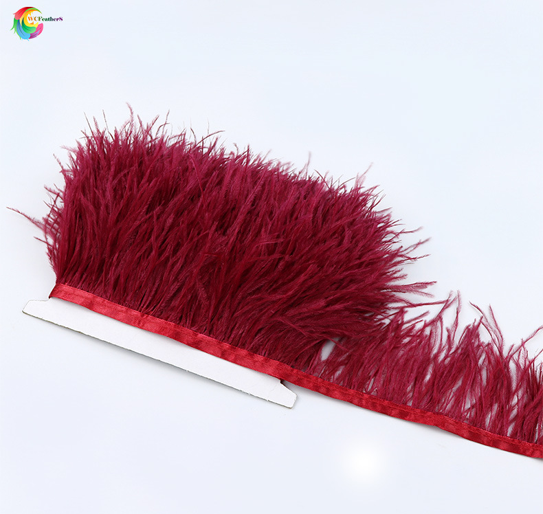 装饰羽毛鸵鸟毛布边鸵鸟毛8-10cm婚纱礼服配饰毛丝07酒红一米一件详情图15