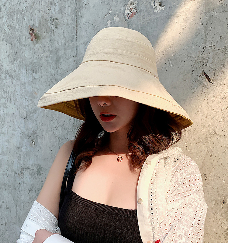 Double-sided Wearing Fisherman Hat Korea Big Brim Hat Solid Color Outdoor Cycling Foldable Sun Hat Wholesale Nihaojewelry display picture 7