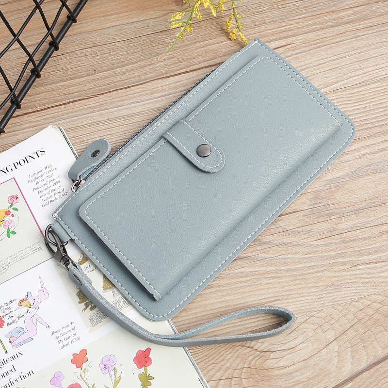 116g Weight Zipper Closure Type Business, Travel Occasion Pu Leather Material Solid Color Pattern Women'S Gender Square Shape Light Grey, Dark Grey, Rose Red, Pink, Red, Green, Blue, Gold, Black Color Fashion Multi-function Zipper Multi-card Buckle Wallet 5