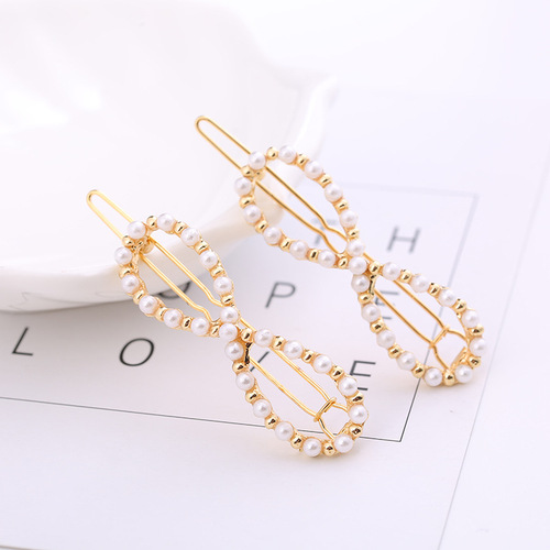 Pearl Hairpin Internet Famous Frog Hairpin Female Korean High Brightness Geometric Hairpin Star Heart Shape Pearl Hair Accessory Factory Wholesale 