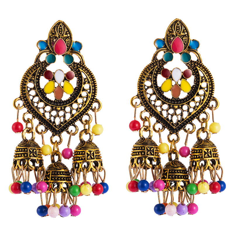 Bohemian Female Earrings Long Earrings Dripping Oil Hollow Small Lantern Tassel Earrings display picture 8