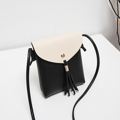 撞色小包 时尚百搭竖款手机包流苏斜跨 迷你女包外贸速卖通包新款