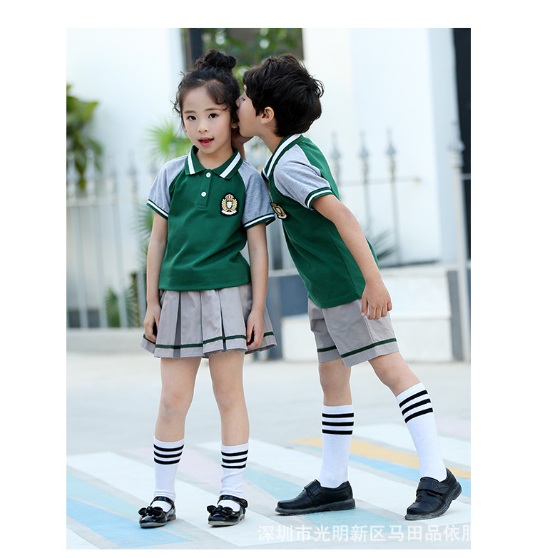 Kindergarten clothes Summer wear new pattern pure cotton British style primary school school uniform Class clothes Sports suit British custom