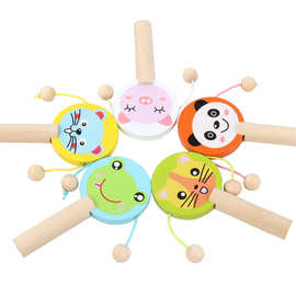 摇铃婴儿音乐玩具 早教幼儿木制卡通拨浪鼓 传统玩具木质波浪鼓