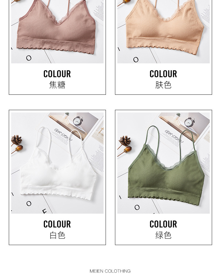 Direct sales from the manufacturer of the 2020 new lace, threaded, seamless back-hugging and chest-wrapping underwear women's comfort vest detail image 4