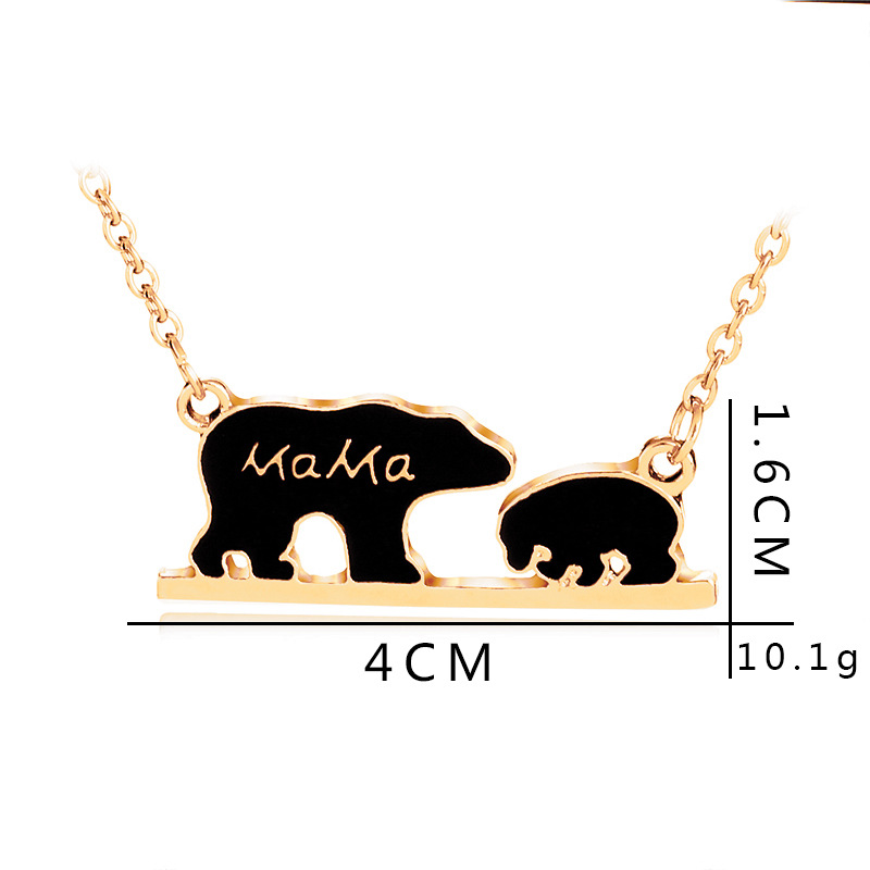 Drop Oil Alphabet Necklace Mama Bear Cute Little Bear Pendant Necklace Clavicle Chain Wholesale Nihaojewelry display picture 12