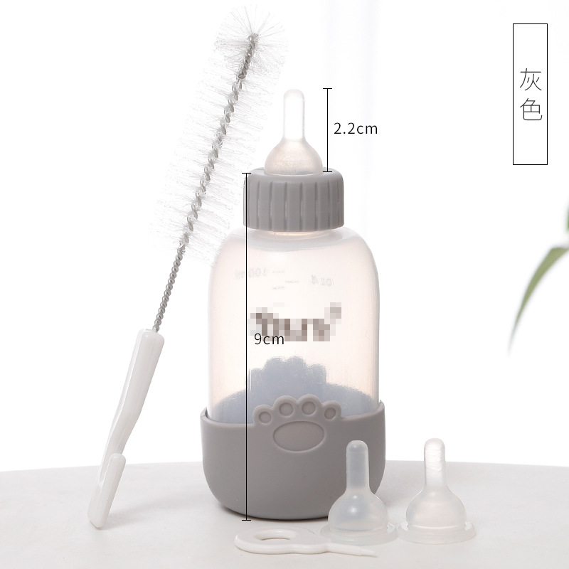 硅胶脚印防烫手奶瓶5件套12