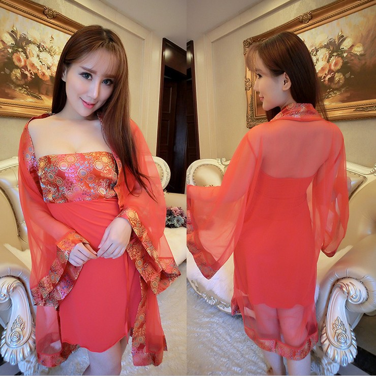 Ropa transparente antigua Tang traje bellyband lencería sexy caliente adulto tentación sexy estilo retro colgando pijamas de las mujeres