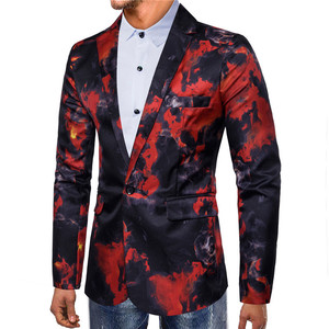 Red and blue flame printed suit for men’s performance