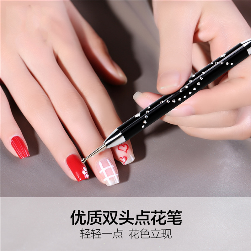 Herramientas de uñas al por mayor varilla de metal pluma de taladro de uñas pluma de flor de doble cabeza flor aguja gancho pluma de flores 5 Pack