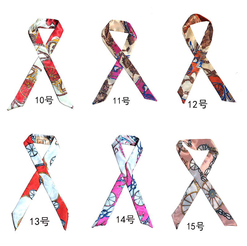 Printed and patterned twill silk scarf manufacturer wholesale accessories silk scarves handbags tied with bows silk scarves striped flowers undefined