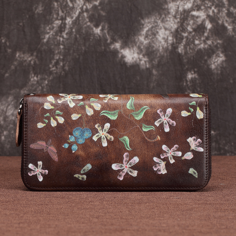 New Genuine Leather Long Zipper Women's Cowhide Wallet Large Capacity Handheld Bag_voghion.com